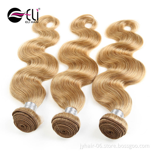 Fashionable Blonde Brazilian Hair Color 27,Double Weft Sew In Human Hair Weave Ombre Hair Extensions